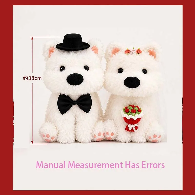 Wedding West Highland White Terrier Plush Doll Couple Stuffed Animals Romantic Marriage Gift Soft Toy Wedding Valentine Present