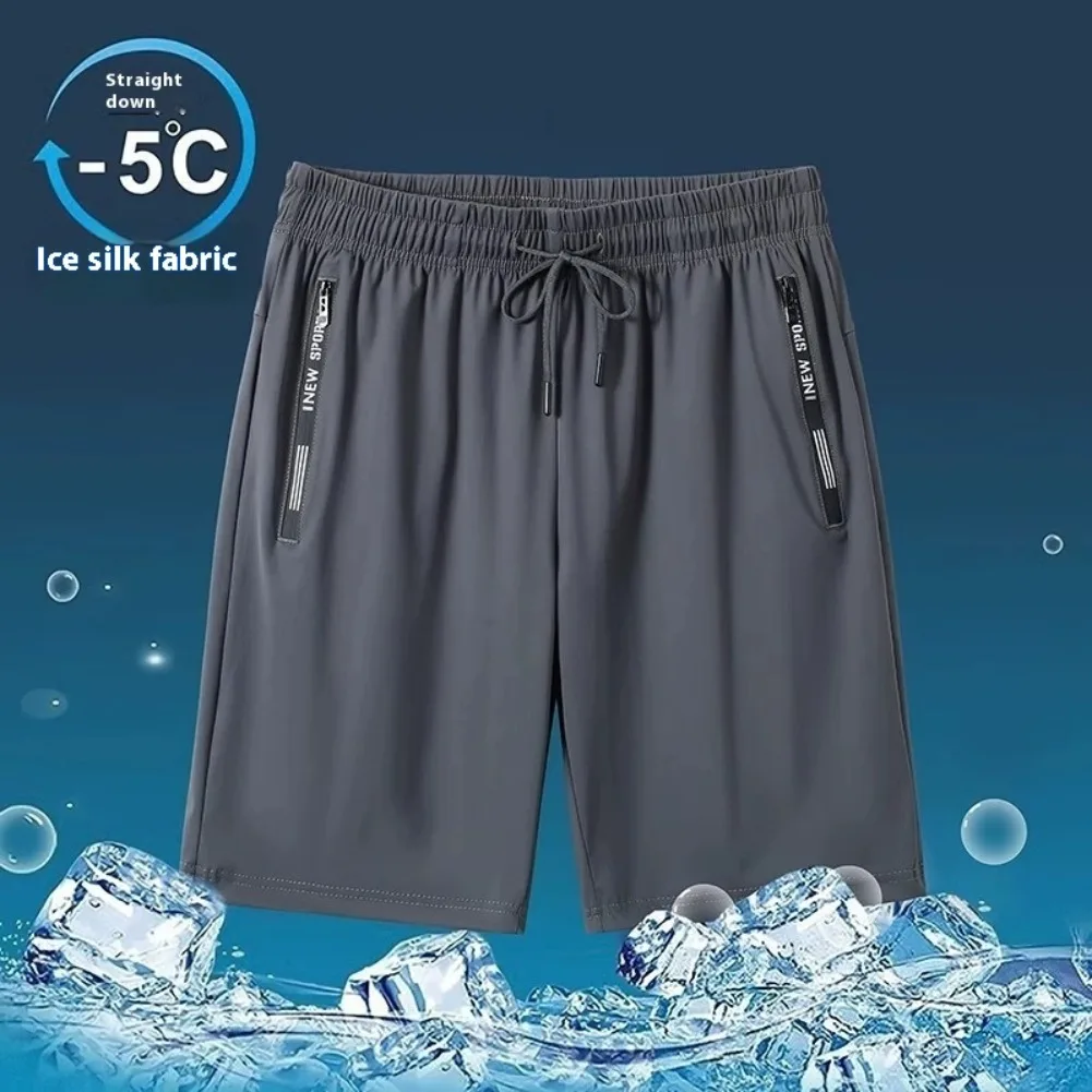 جديد الصيف الشاطئ الرجال السراويل الحرير الجليد التجفيف السريع تنفس كول فضفاض موضة السباحة السراويل الرجال واقية من الشمس سراويل تقليدية