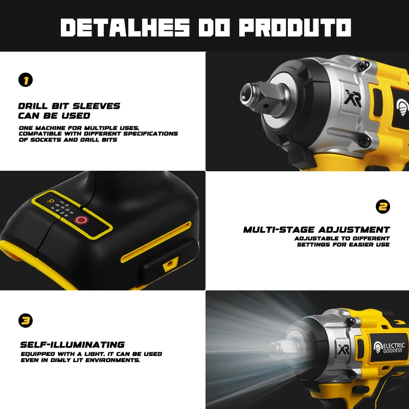 330NMブラシレスインパクトレンチ 1/2インチ高トルクコードレス電動レンチ タイヤ修理用電動工具 デウォルト20vバッテリーピン対応