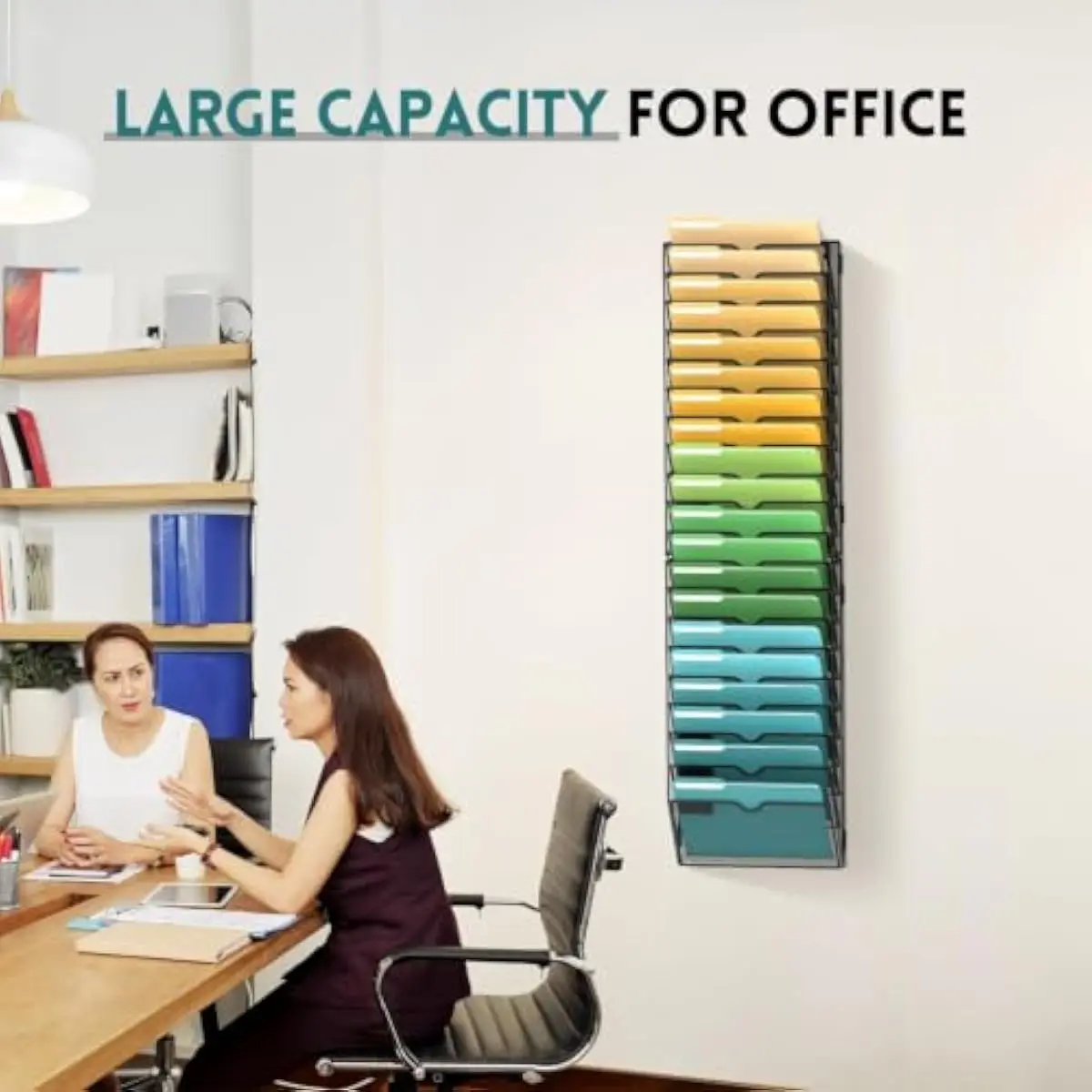 20-Level Vertical Wall File Holder – Metal Mesh Hanging Organizer with Label Slots for Mail, Magazines, Documents and School Sup