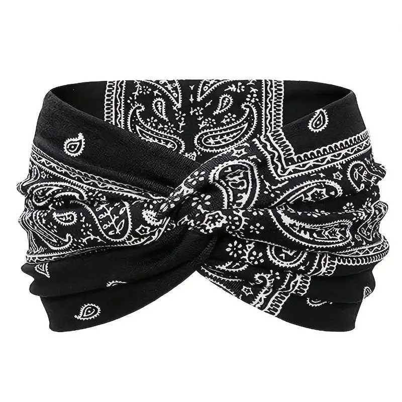 1 Stück Turban Paisley Twist Stirnband Damen Stirnbänder Breites Haarband für Frauen Großes Sport-Workout-Stirnband Dehnbares Rutschfestes Haarband – Detail 5