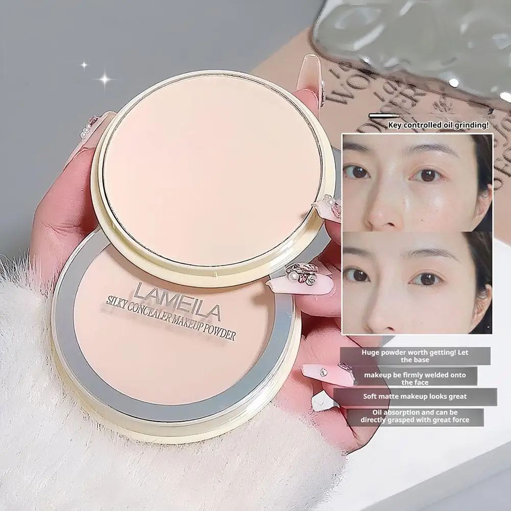 LAMEILA Soft Focus Pressed Setting Powder Large Size Oil Control Waterproof Sweatproof Long Lasting Full Coverage Makeup Powder