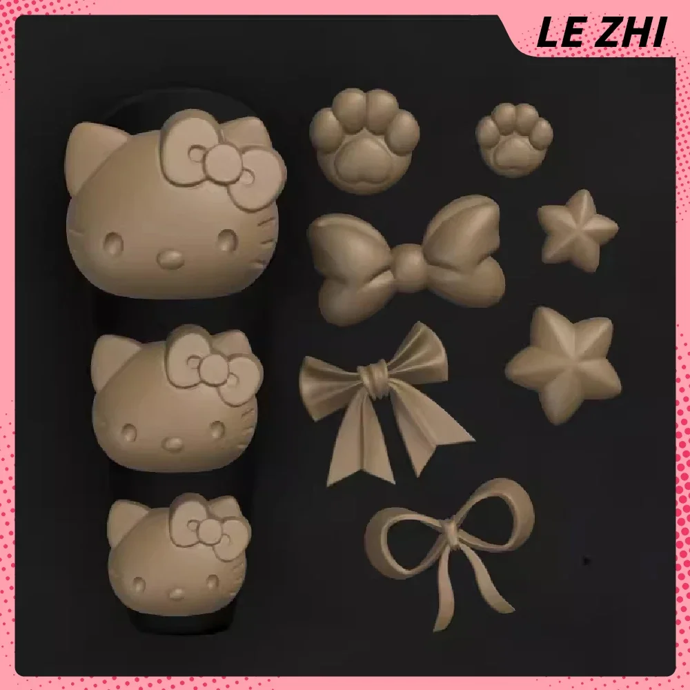 

Hello Kitty Nails Mold Resin Mold Bowknot Cat Paw Print Pentagram Decoration 3D Carving Artistic Charm Manicure Silicone Tools