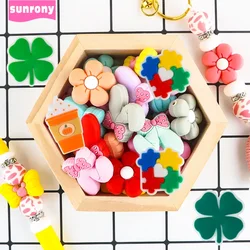 10Pcs New Focal Silicone Beads Bow Tie BowKnot Flower Rabbit For Jewelry Making DIY Pacifier Chain Necklace Jewelry Accessories
