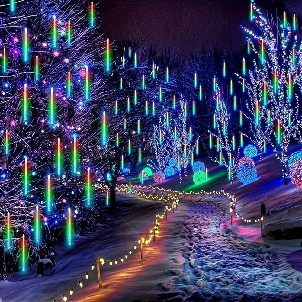 EU/US Plug Weihnachts dekor 30/50cm Hochzeit Urlaub Lichterkette String Garten Dekor Girlande Licht LED 8 Röhren Meteorsc hauer Licht