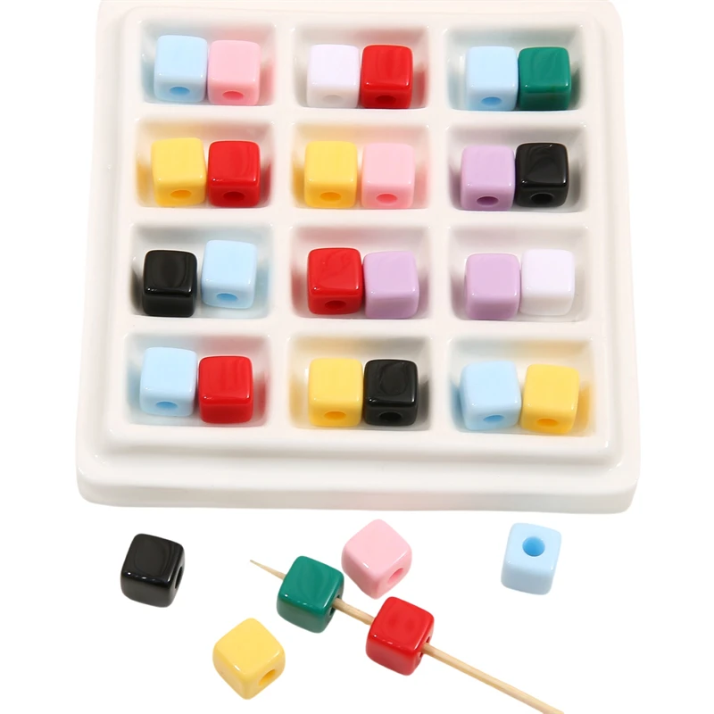 25pcs 10mm Handmade Acrylic Cubic Square Beads for Necklace Bracelet Earring DIY Jewelry Making Loose Beads Accessories