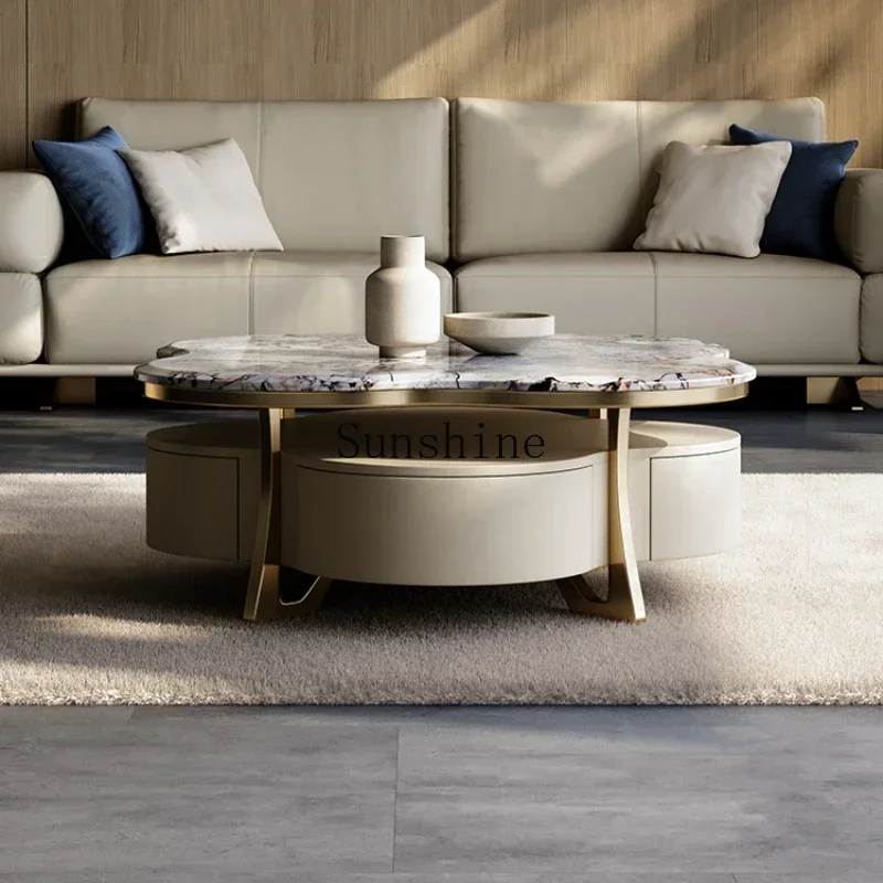 

Natural marble cloud small coffee table simple household high-end coffee table