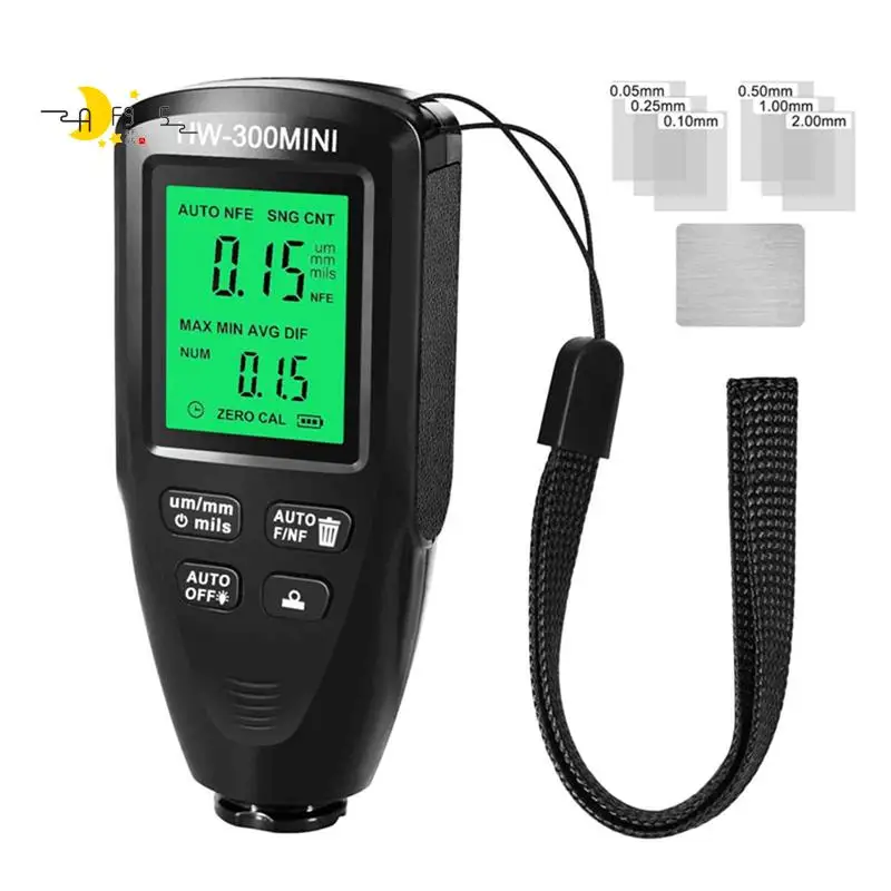 

AF95-HW-300MINI Portable Coating Thickness Gauge 0-2000UM Measuring Paint Tools Black