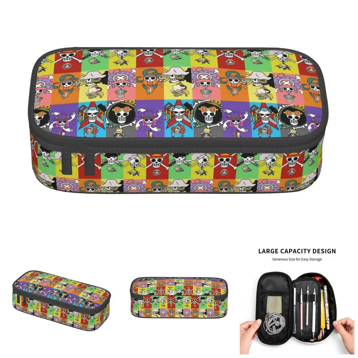 

One Pieces Pirates Skull Pencil Cases Boy Girl Big Capacity Anime Manga Japanese Manga Pencil Bag Pouch Students Stationery