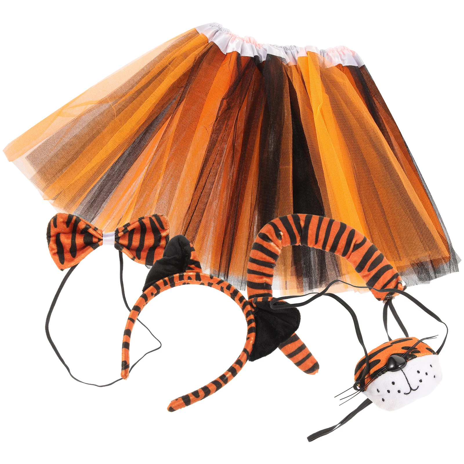 

Halloween Animal Headband Tiger Ears Gauze Skirt Set Cosplay Props Decorative Unique Headdress Fabric