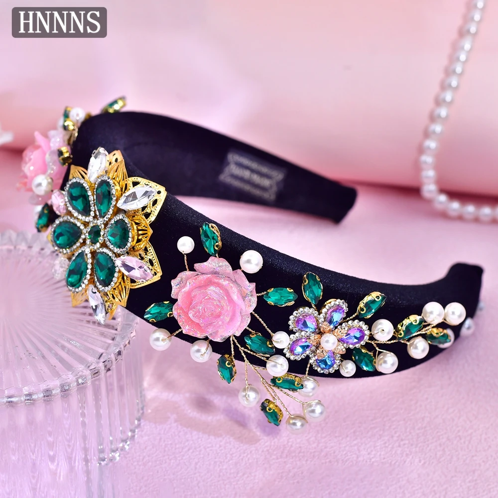 TOPQUEEN الزفاف الزفاف النمط الصيني رئيس هوب اليدوية سبيكة زهرة مطعمة المياه الماس السيدات مأدبة الشعر الحلي YXA405 #3