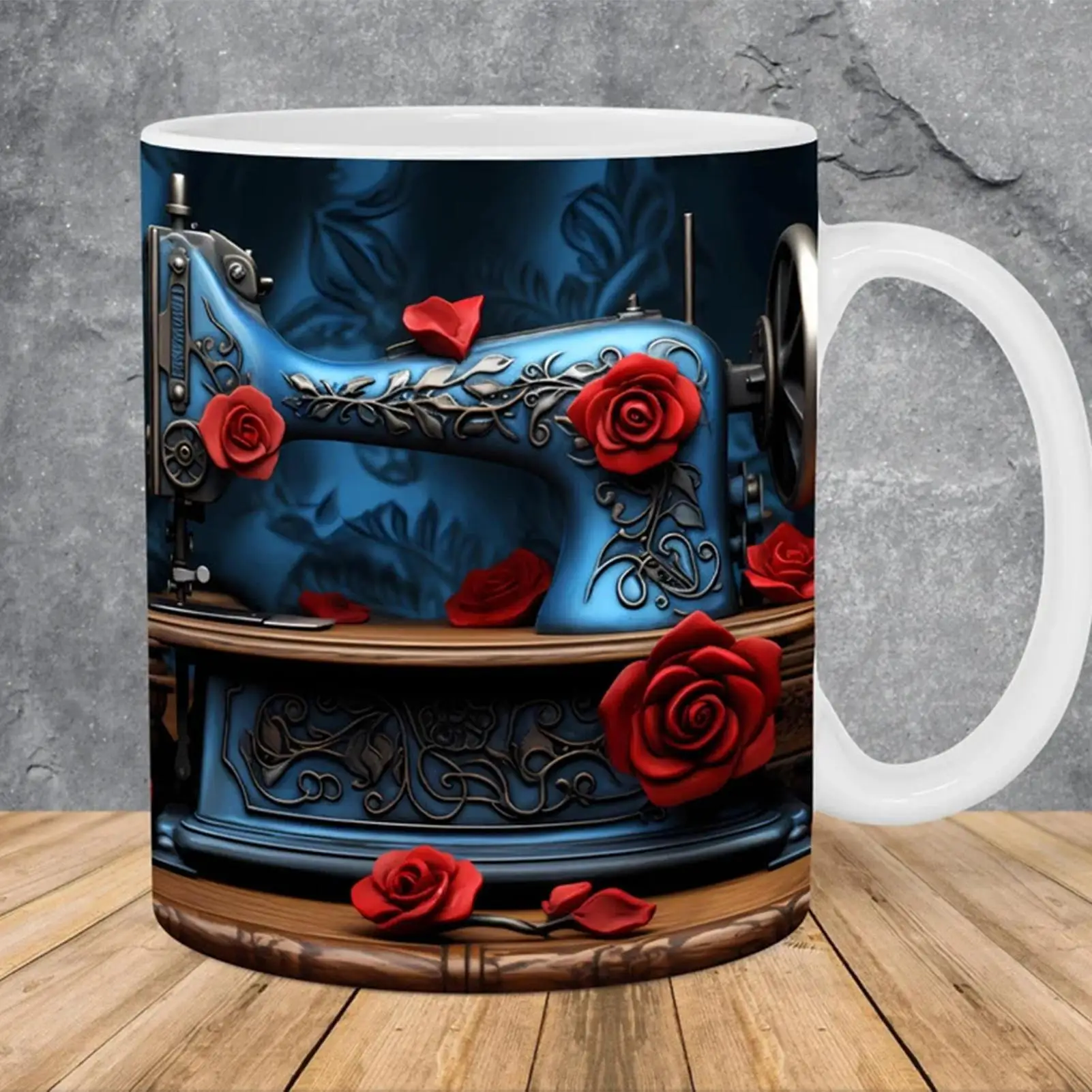 

Quilters Coffee Mug Floral Printed Quilting Machine Coffee Mug For Sewing Lover 350ml Novelty Quilting Machine Mug Gift For