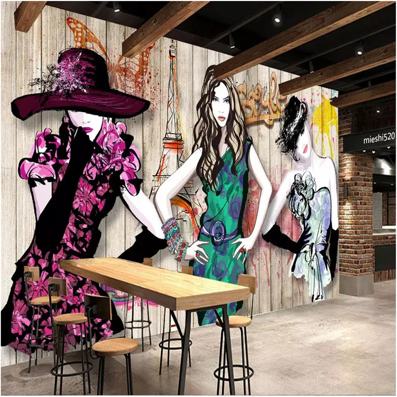 Beauty Clothing Store Industrial Decor Background 3D Wallpaper Personality Clothing Mall Mural Text Can Be Modify Wall Paper 3D