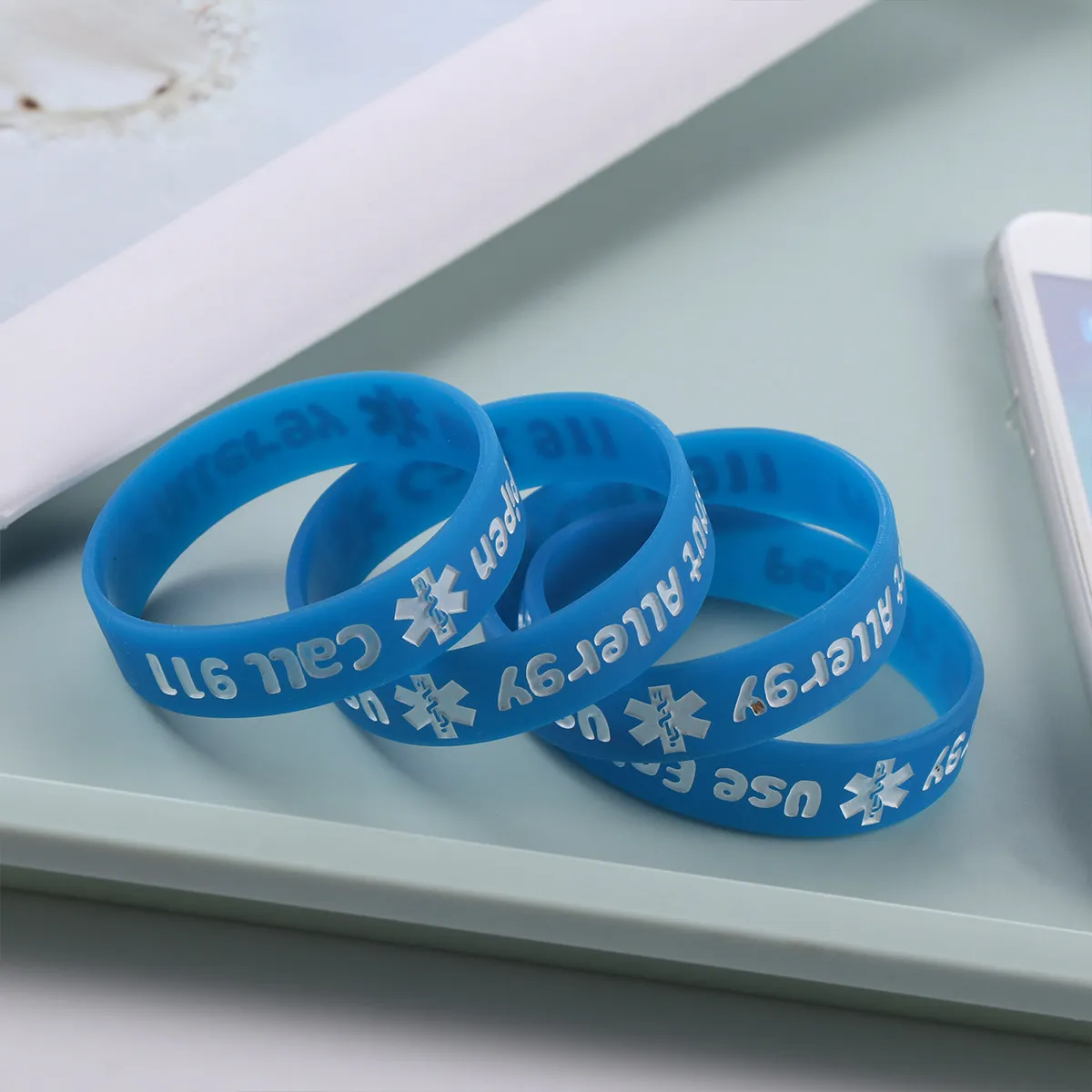 

Набор из 4 детских медицинских браслетов-сигнализаторов, синие, безопасные, не вызывающие раздражения, для девочек, сувениры для вечеринок