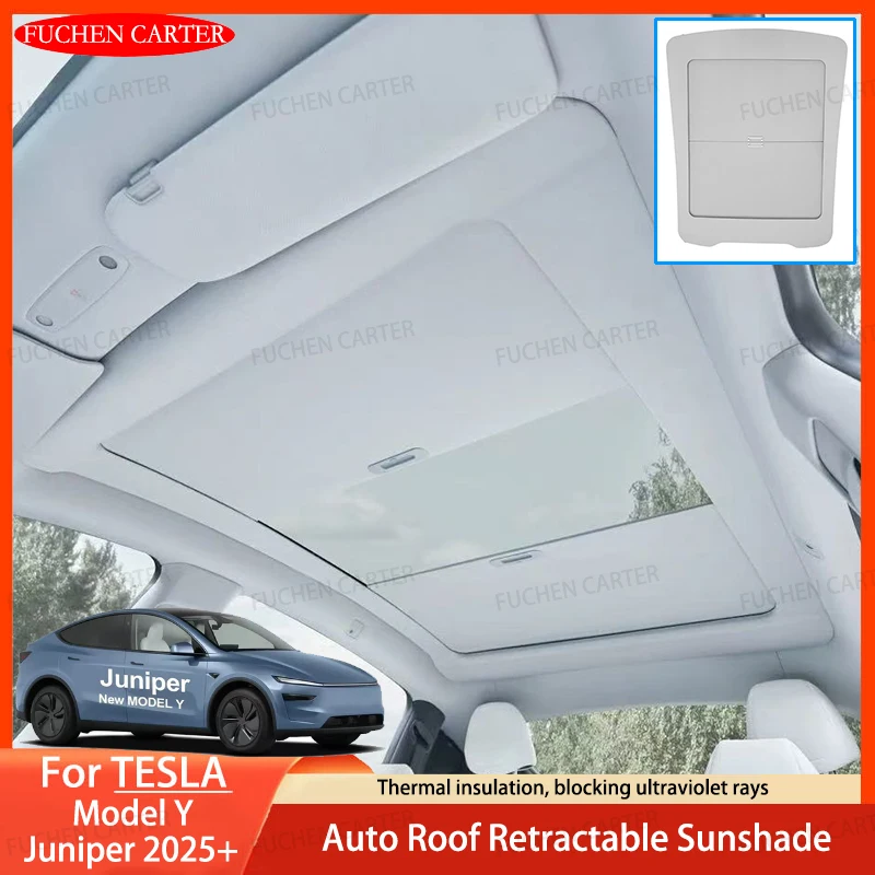 

For Tesla New ModelY Juniper 2025+ Upgrade New Retratable Sunshade Roof UV Protection Retractable Sun Visor Interior Accessories