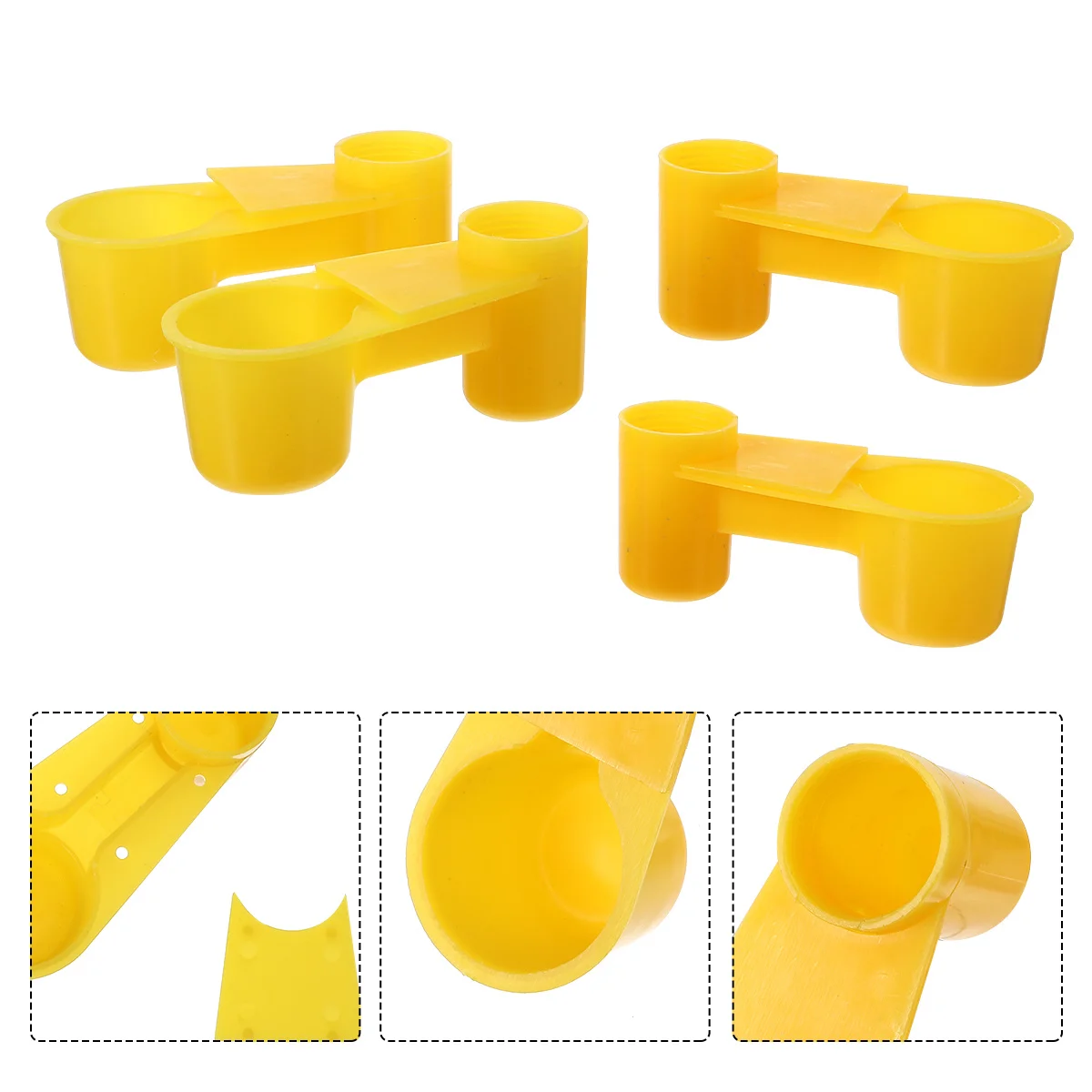 

10Pcs Pet Bird Waterer Set Plastic Birds Water Feeder Cup with Two Holes for Parrot Finch Lovebird Cage Multi-Function Shallow