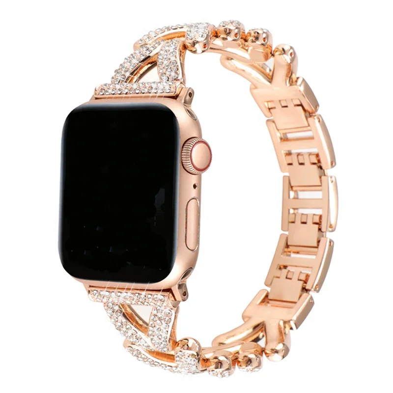 Bracciale con diamanti a forma di cuore 45mm 41mm per Apple Watch Series 9 8 7 6 5 4 SE cinturino in metallo 40mm per cinturino Apple Watch Ultra 2