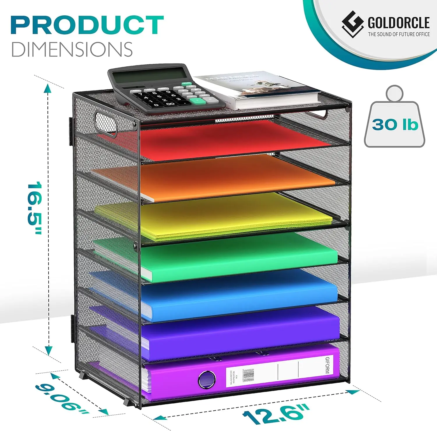 عبوتان من منظم صينية الورق الشبكية المكونة من 8 طبقات مع مقابض، حامل ملفات معدني قوي للفصول الدراسية في المكتب المنزلي