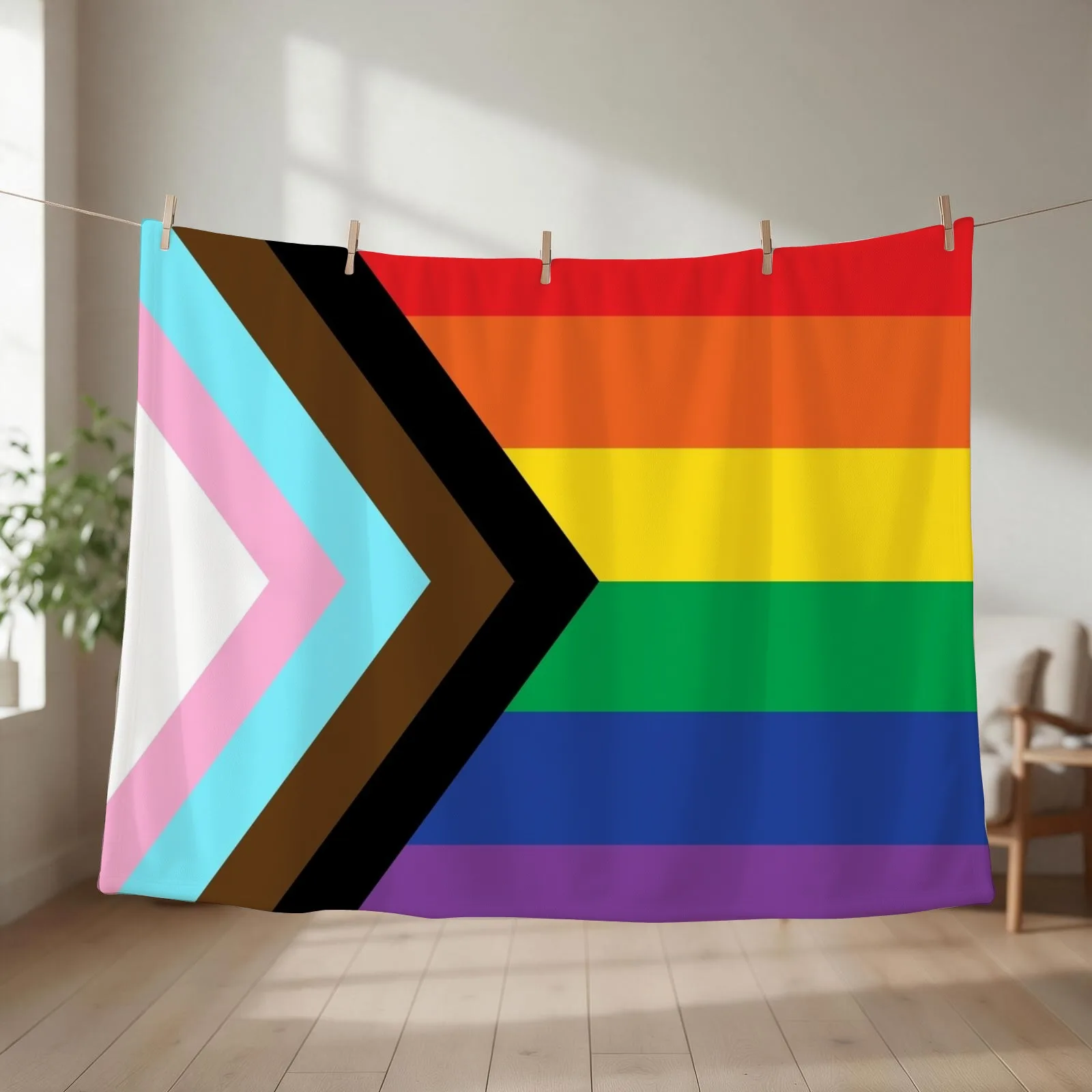 Progress Pride Throw Blanket couch cozy soft plush fuzzy picnic outdoor blanket