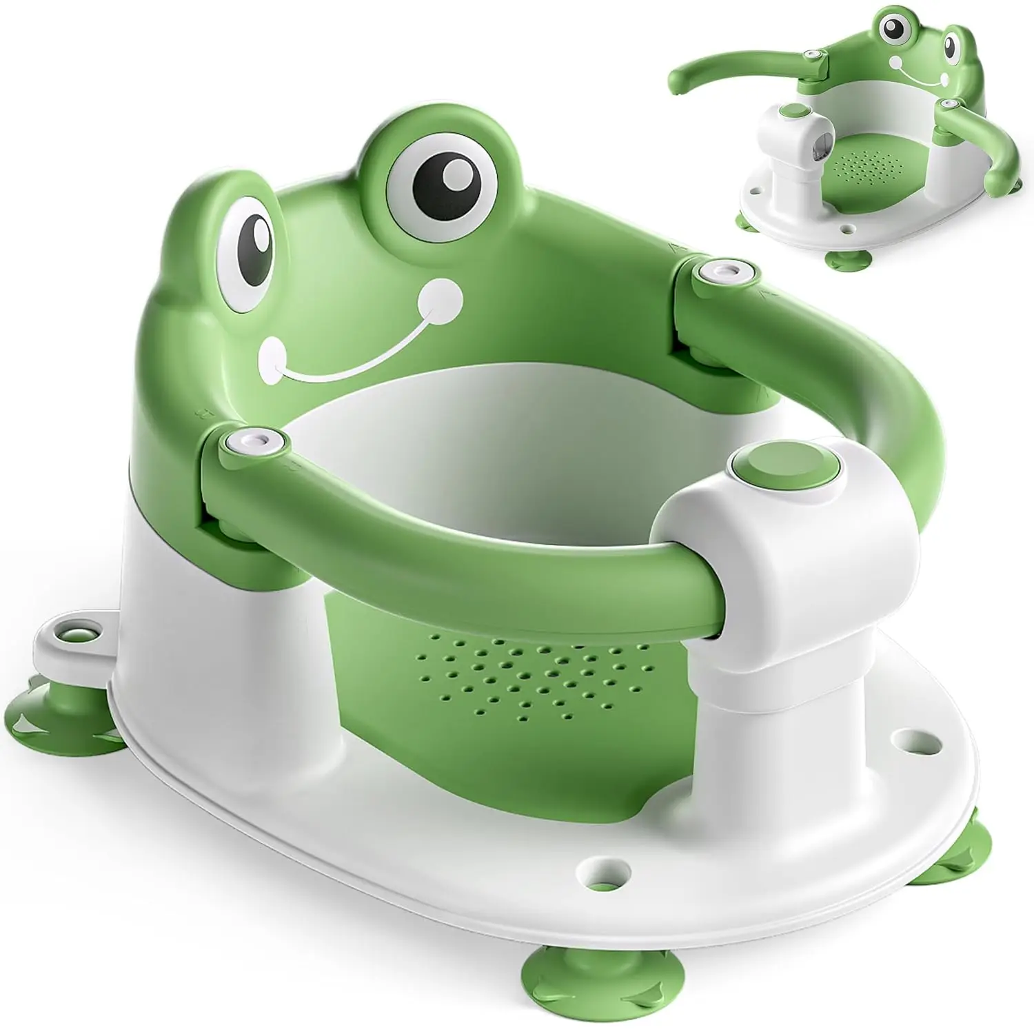

Baby Bath Seat with Suction Cups & Soft Cushion, Non-Slip Shower Chair for Infants 6 Months Up, Green