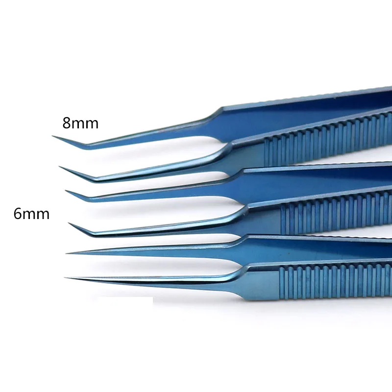 6pcs/set microsurgical instruments 11.5CM Hair transplant Titanium alloy high quality forceps curved/platform/corner head