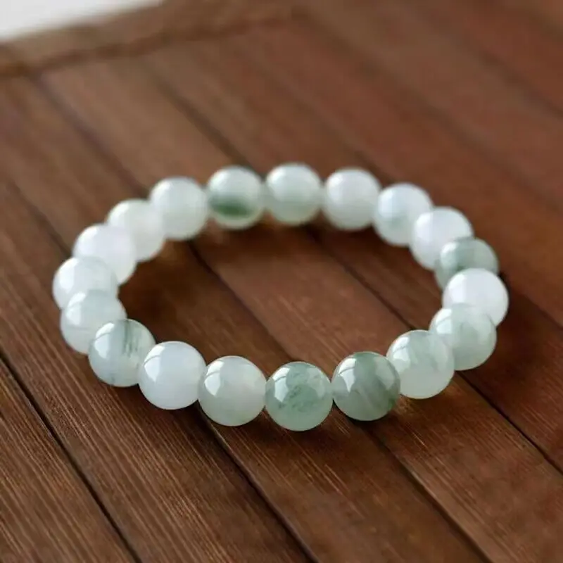 Natural Myanmar Jadeite Ice Floating Jades Stone Beaded Bracelets Bangles Best Gift Boutique Jewelry for Men and Women