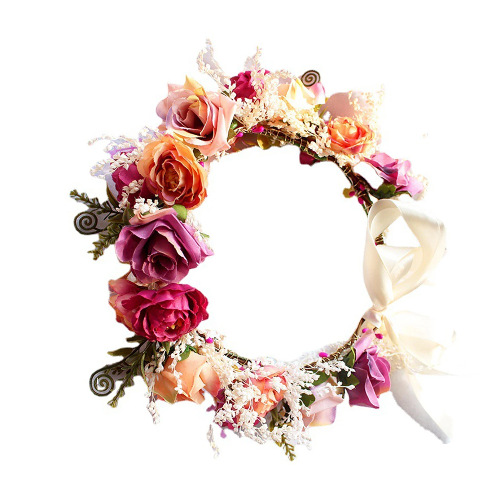 Hawaii Style Colorful Flower Hairband Skin-friendly Artificial Flower Garland Headdress for Valentine's Day Christmas Gift