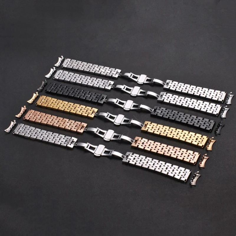 Solid 304L Stainless Steel Watch Band for Omega for Seiko for TISSOT Wristband Butterfly Buckle Watch Straps 18mm 20mm 22mm