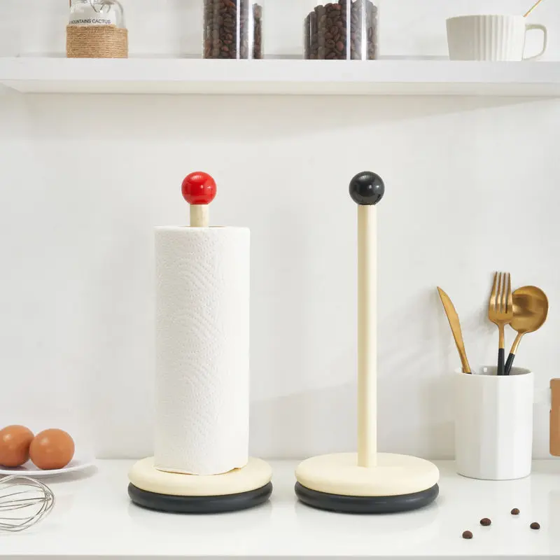 Kitchen Paper Towel Rack Creative Wood Roll Paper Rack Vertical Paper Towel Storage Rack Applicable To Rag Fresh-keeping Film