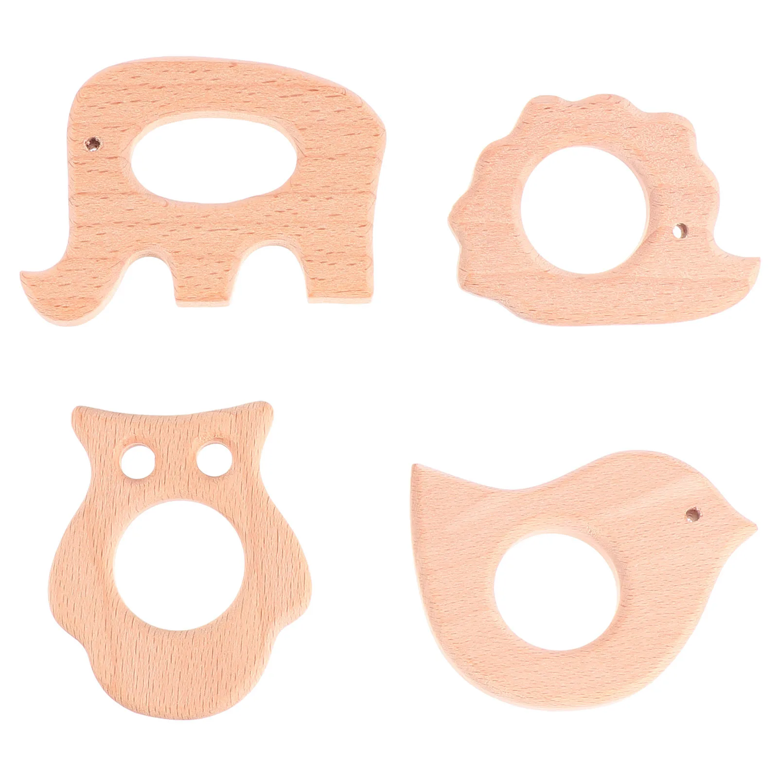 Anneau de dentition molaire en bois pour bébé, 4 pièces, soulagement à la mastication, apaise l'inconfort des gencives, jouet molaire pour bébé, outil de dentition