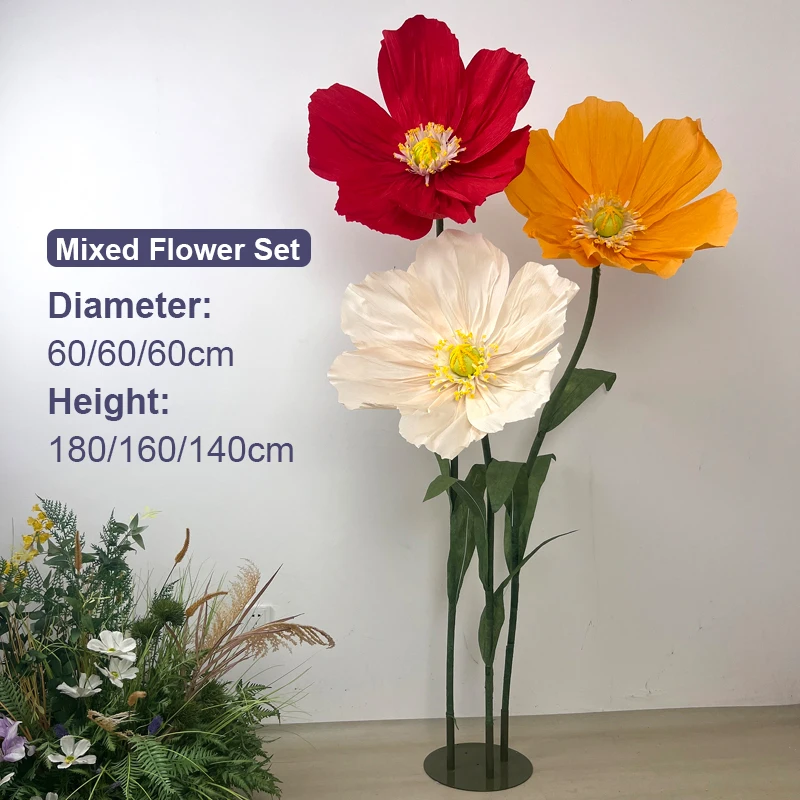 

Искусственные цветы мака 190 см для свадебного декора, украшения сада, дня рождения, домашнего интерьера, свадебных торжеств