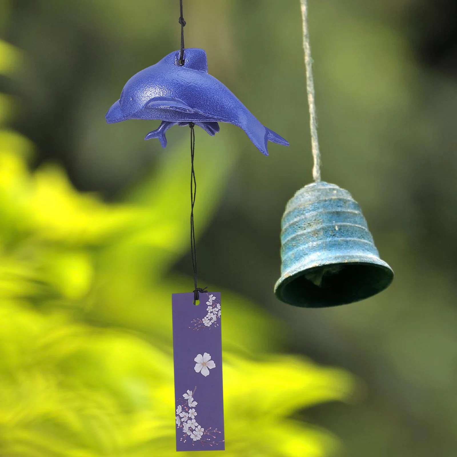 

Japanese Cast Iron Wind Chime Dolphin Shape Vintage Metal Hanging Bell For Outdoor Indoor Decor Garden Balcony Patio Home