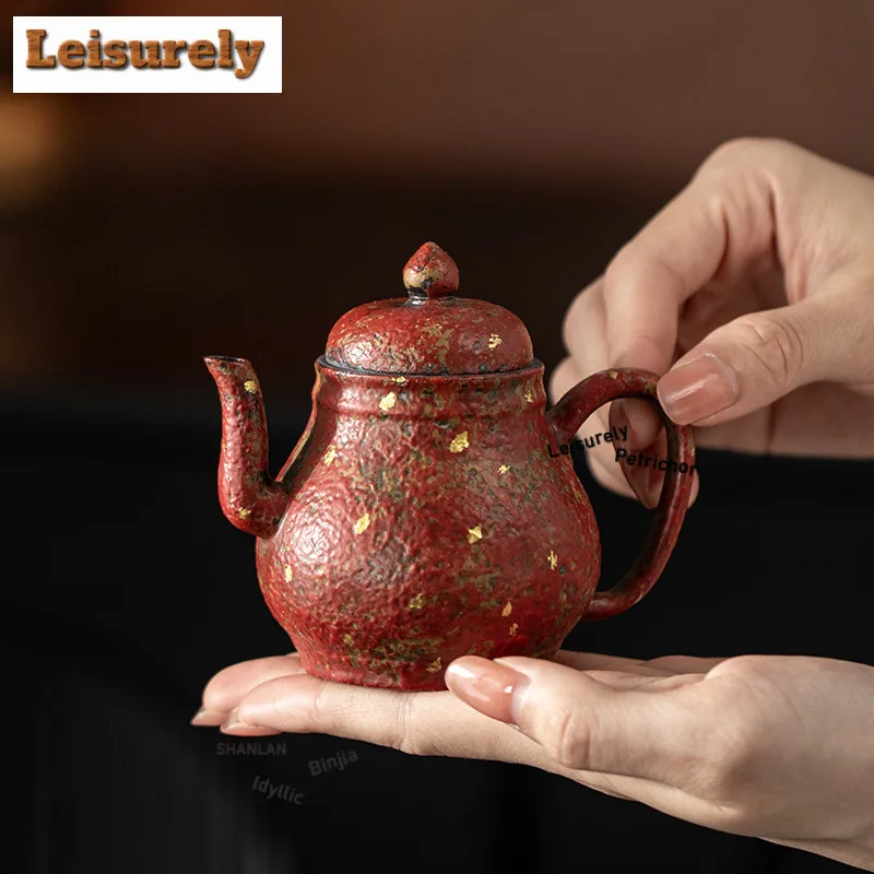 

150 мл красный горный золотой посыпчатый чайник, традиционный чайник для заварки чая, чайник с шариковым отверстием, чайный набор, украшения, аксессуары