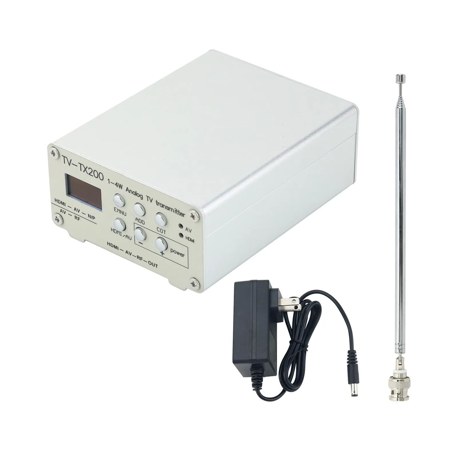 

TV-TX200 VHF/UHF Analog TV Transmitter Support HD/AV Input Analog Signal Transmitter with Telescopic Antenna
