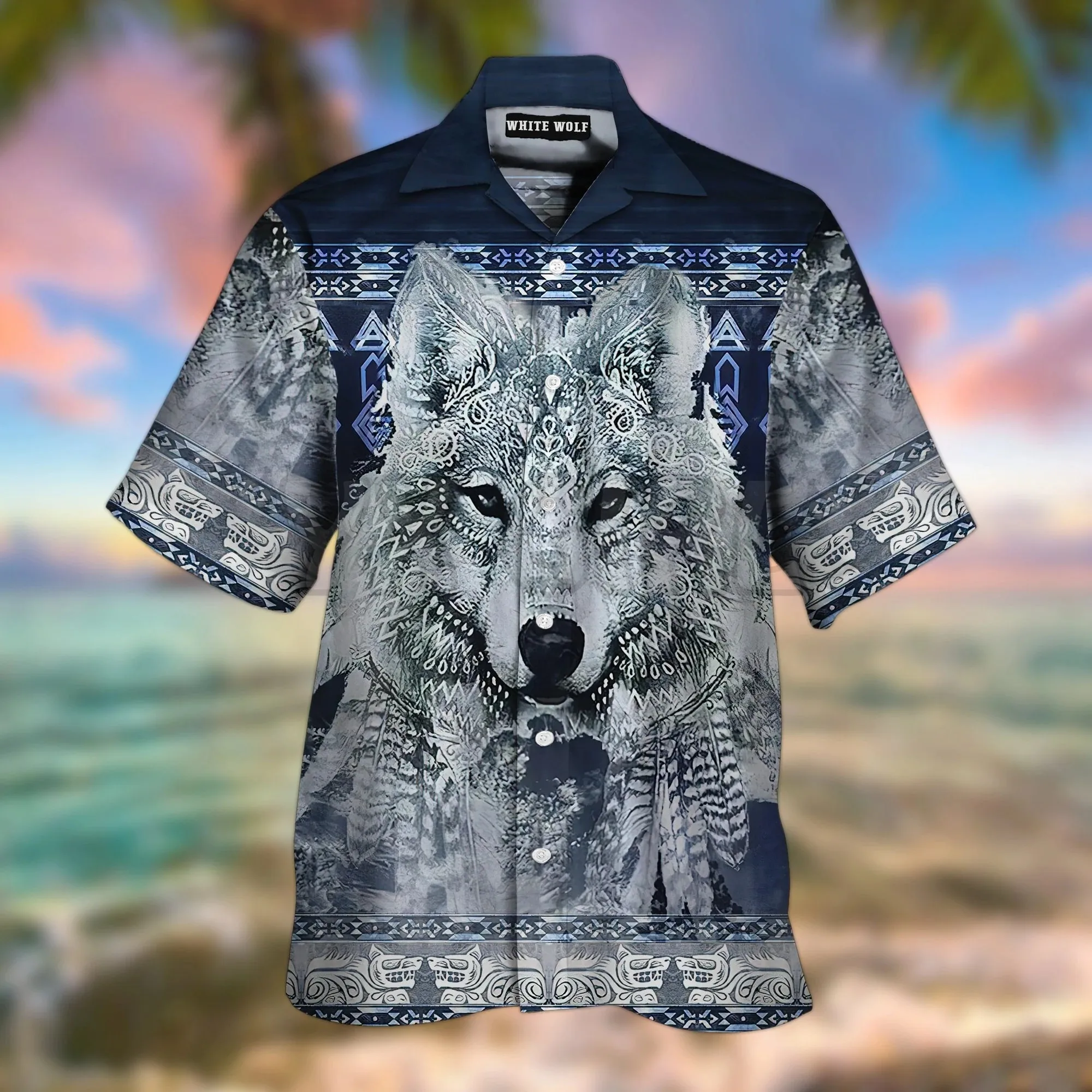 

Native White Wolf Hawaiian Shirt 3D All Over Printed Hawaiian Shirt Men's For Women's Harajuku Casual Shirt Unisex