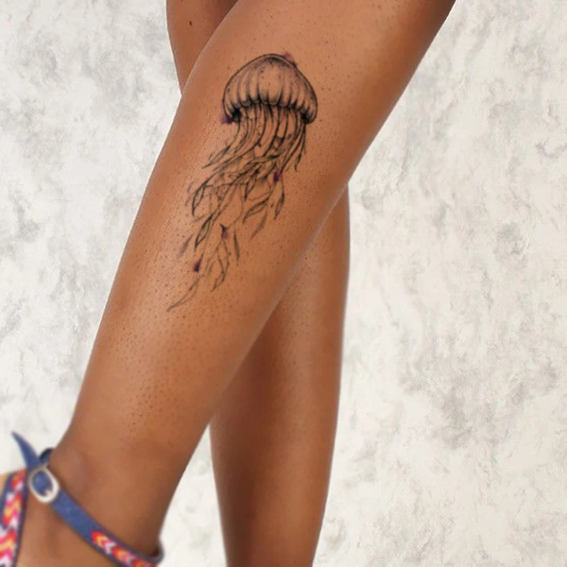 Waterproof Temporary Tattoo Sticker Watercolor Jellyfish Design Fake Tattoos Flash Tatoo Arm Leg Chest Body Art for Women Men