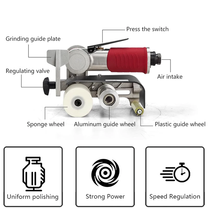 Pneumatische Bandschuurmachine Polijstmachine Draagbare Draadtrekmachine Voor Metaalroestverwijdering Met 10 Stuks 60X260Mm Schuurriemen