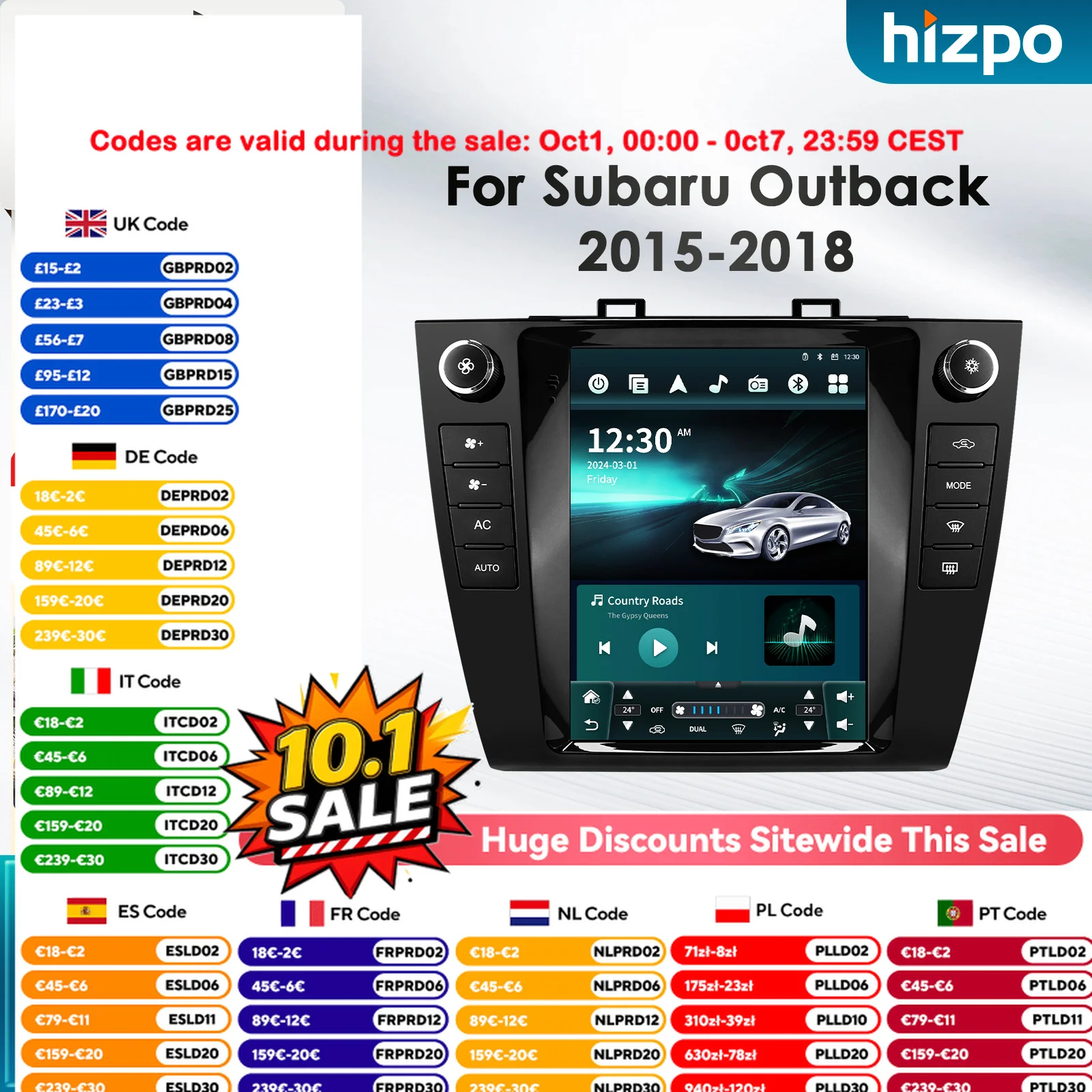 Hizpo 9.7'' Player for Subaru Outback 2015 - 2018 GPS AI Voice CarPlay Stereo Car Radio Multimedia Android 14 Video 4G DSP