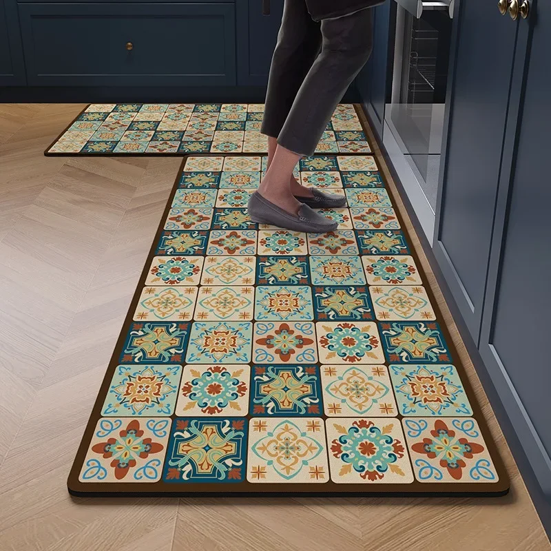 Kitchen Pvc Floor Mat Non-slip Carpet Absorbent Soft Diatom Mud Long Foot Mats Quick-drying Water-absorbent Non-slip Area Rug