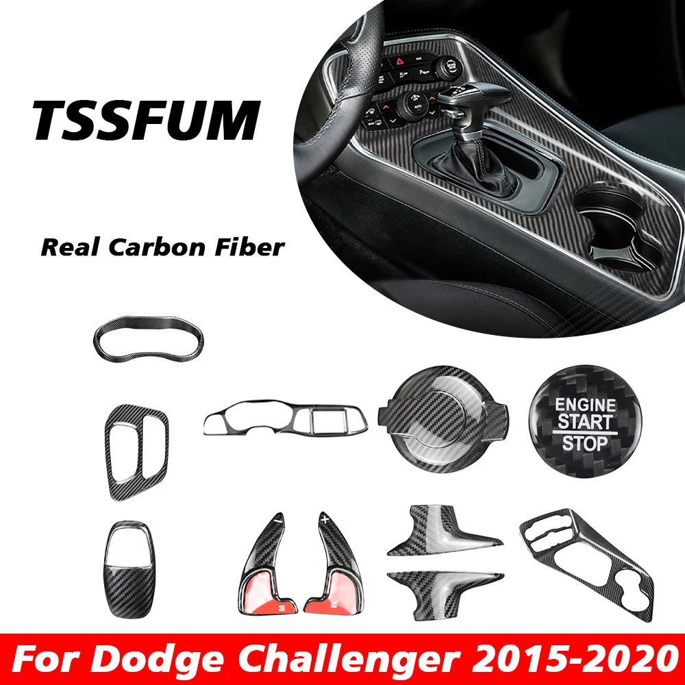 

Forged Carbon Fiber Car Interior Full Set Sticker Gear Shift Panel Cover Trim for Dodge Challenger RT SRT 2015-2020 Accessories