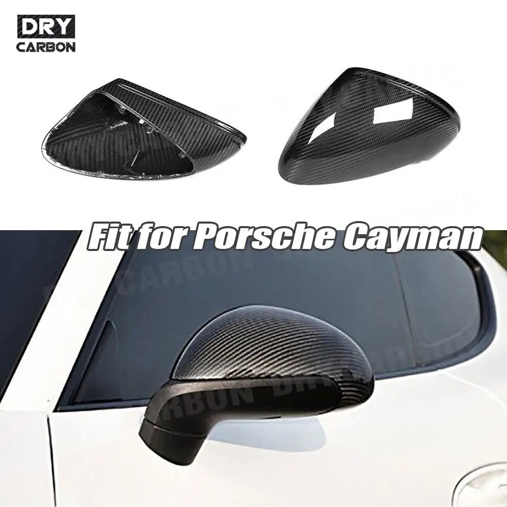 Dry Carbon Fiber Door Side Rearview Mirror Cap Trim Shell Covers For Porsche Cayman Boxster 981 991 Base 2013 - 2016 Trims