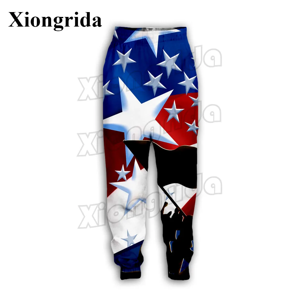 USA Flag Print Pants Mens Casual American Stars and Stripes 3D Printed Trousers Unisex Fashion Sweatpants Joggers Harajuku Stree