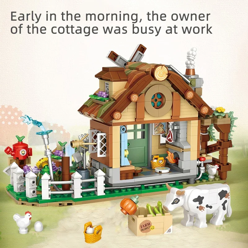 Funny 899pcs Mini City Friend Farm House Building Blocks Windmill Architecture Bricks Figure Educational Toys for Children Gifts