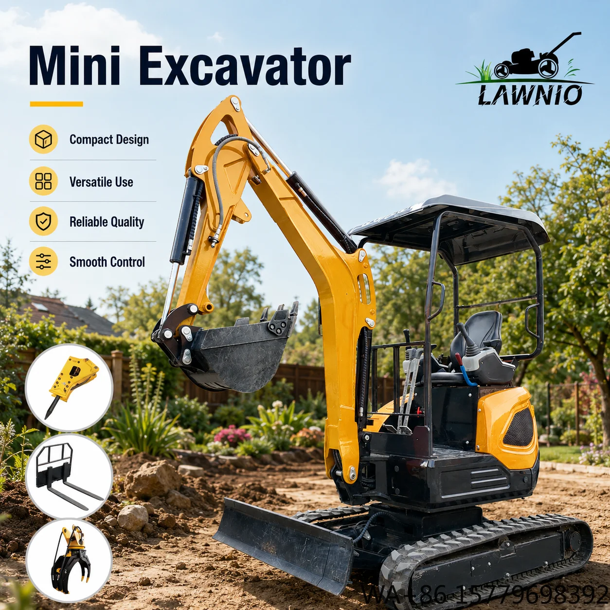 EPA Optional Mini Excavator  25U Sunshade Kubota D1105 Rubber Track Landscaping Farm Work Pro Yard Mini Excavator