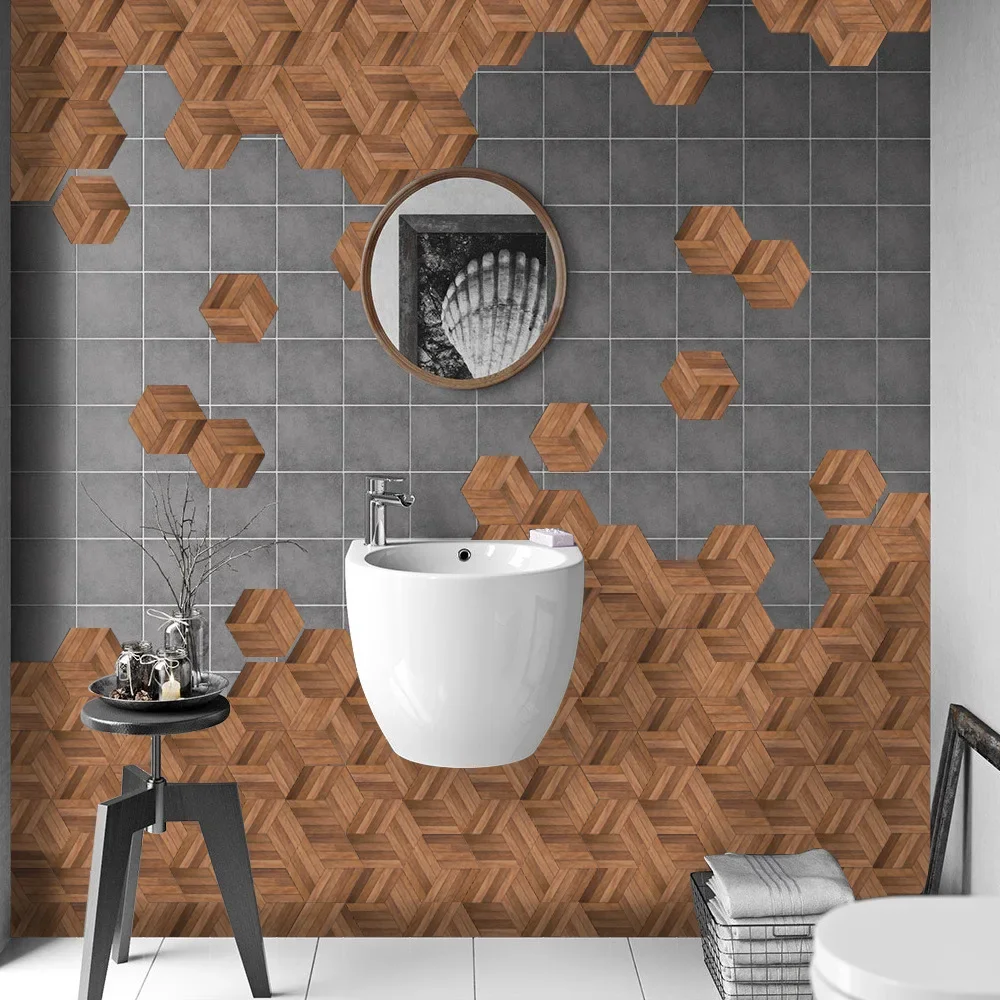 Non-Slip Self-Adhesive Vinyl Floor Sticker, Wear-Resistant, PVC, Home Decor, 10 Pcs Wood Pattern Decals for Living Room Kitchen