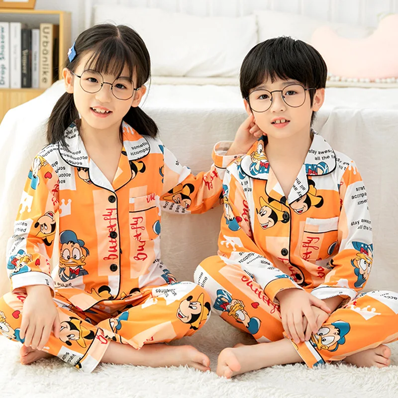 New Children\'s Pajamas Long Sleeve Spring And Autumn Cartoon Big Children\'s Home Furnishing Set