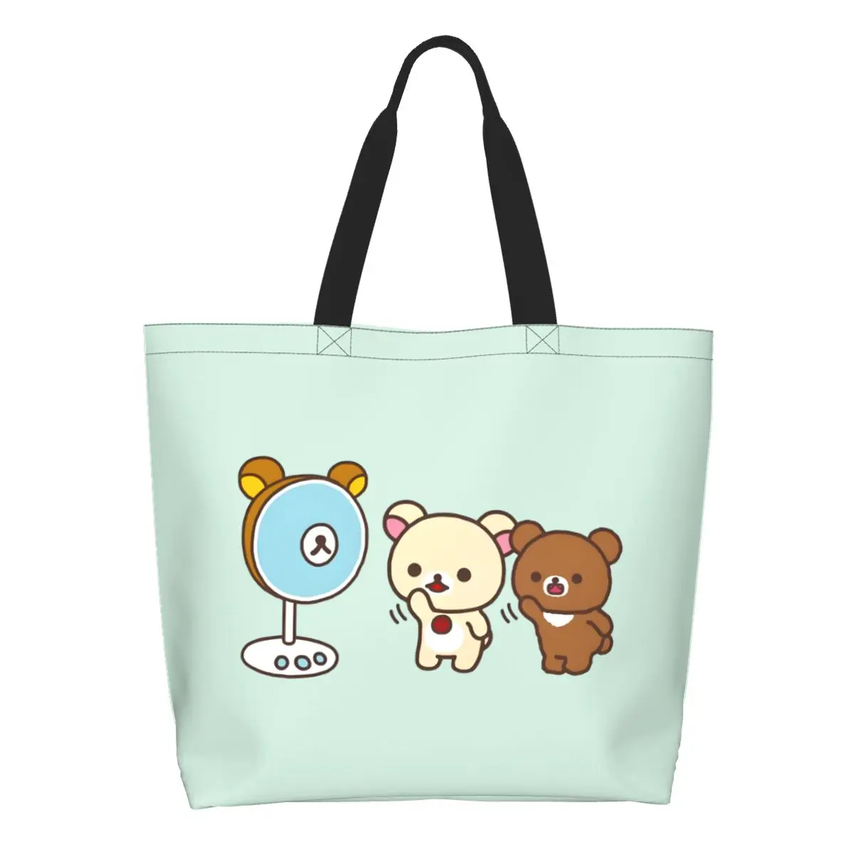 

Забавная сумка-тоут для покупок Rilakkuma на заказ, переработка, милая холщовая сумка-шоппер для продуктов, сумка на плечо