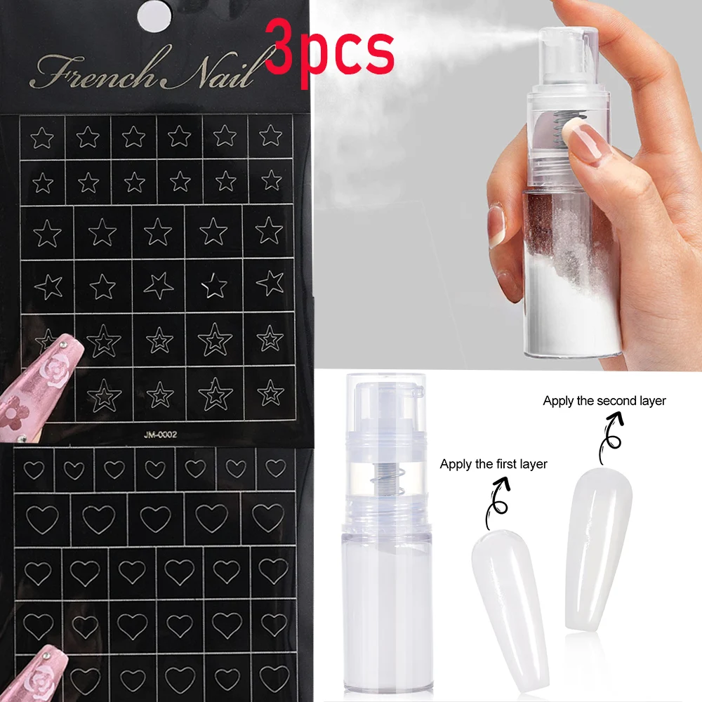 1 flasche Nagel Spray Pulver Mit 2 Sterne Herz Nagel Vorlage Aufkleber 10g Obmre Spray Tauch Pulver Pigment gradienten Nagel Liefert