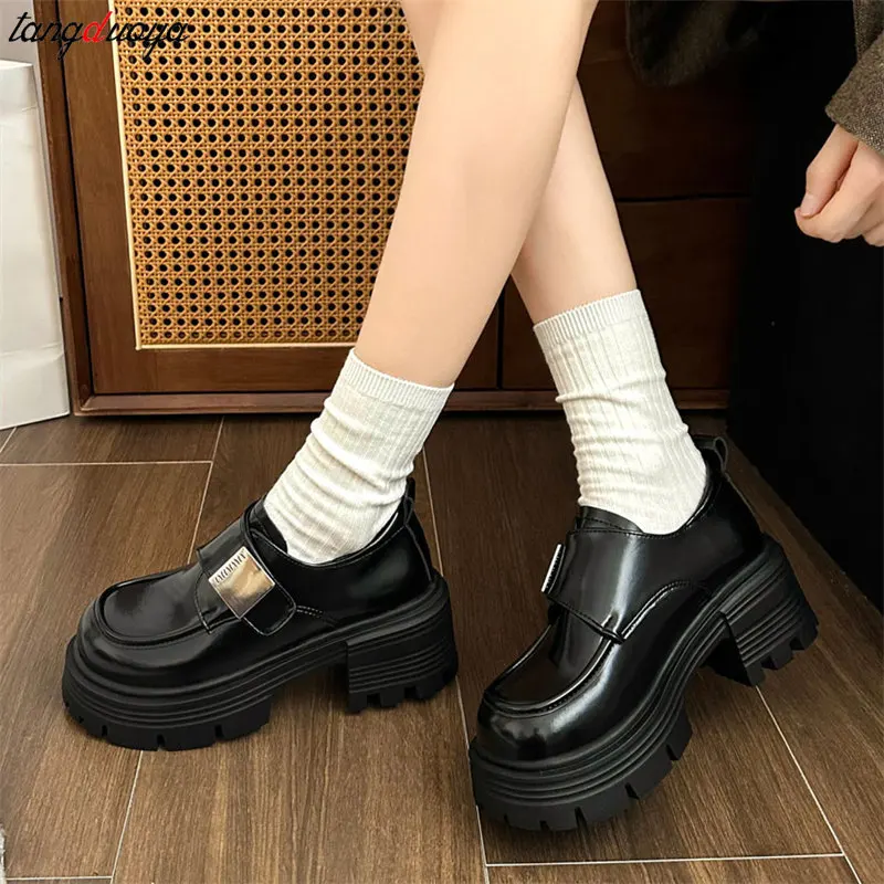 High Heels Mary Jane Shoes Women Fashion Retro black Lolita Shoes Woman thick Bottom Gothic Shoes Japanese JK uniform shoes 2024