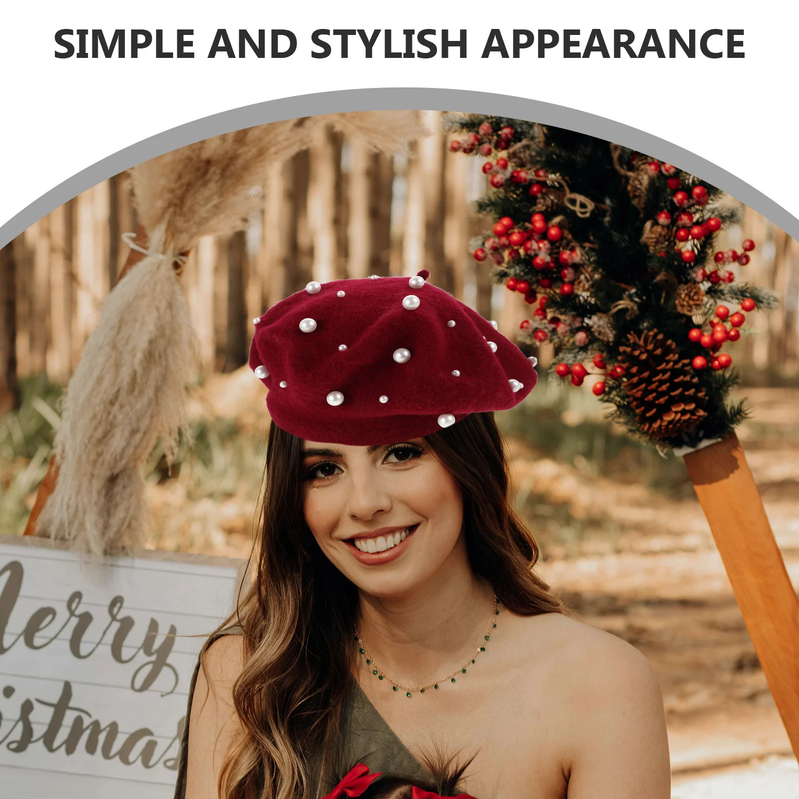 

Faux Pearl Imitation Pearl Beret Hat French Artist Cap Soft Lined Autumn Winter Beret for Women Casual Formal Wear